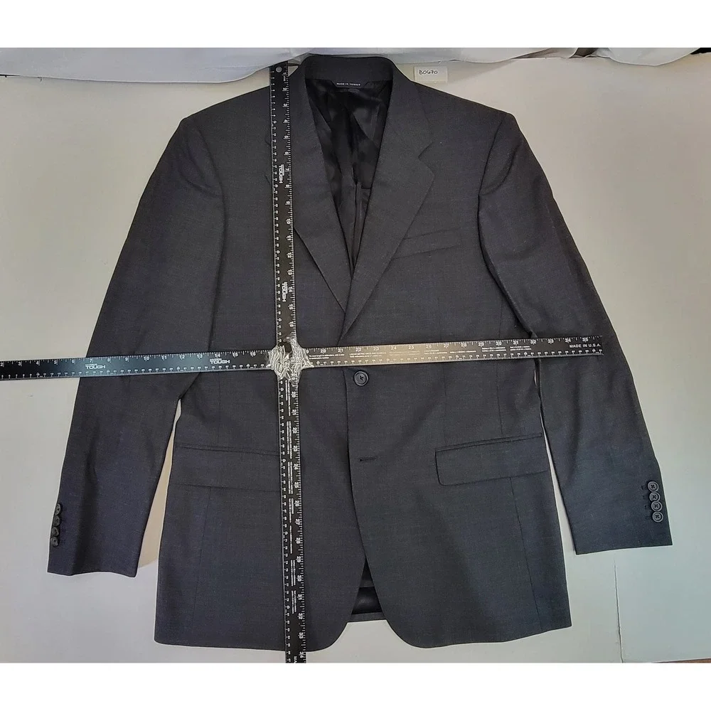 Banana Republic Classic Men's Charcoal Wool Blend Suit Jacket Blazer Black 40R‎